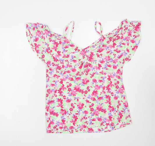 Pep & Co Womens Multicoloured Floral Polyester Camisole Blouse Size 8 V-Neck