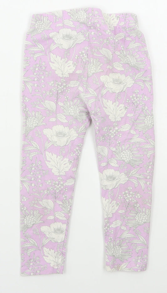 Gap Girls Purple Floral Cotton Carrot Trousers Size 3 Years  Regular