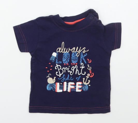 Nutmeg Girls Blue  Cotton Basic T-Shirt Size 6-9 Months Crew Neck Pullover - Always Look on The Bright Side of Life