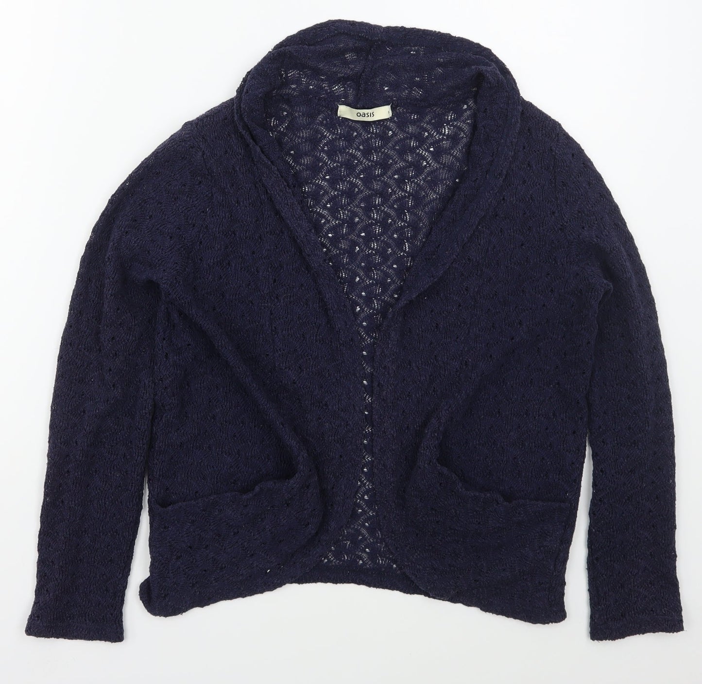 Oasis Womens Black V-Neck  Cotton Cardigan Jumper Size S