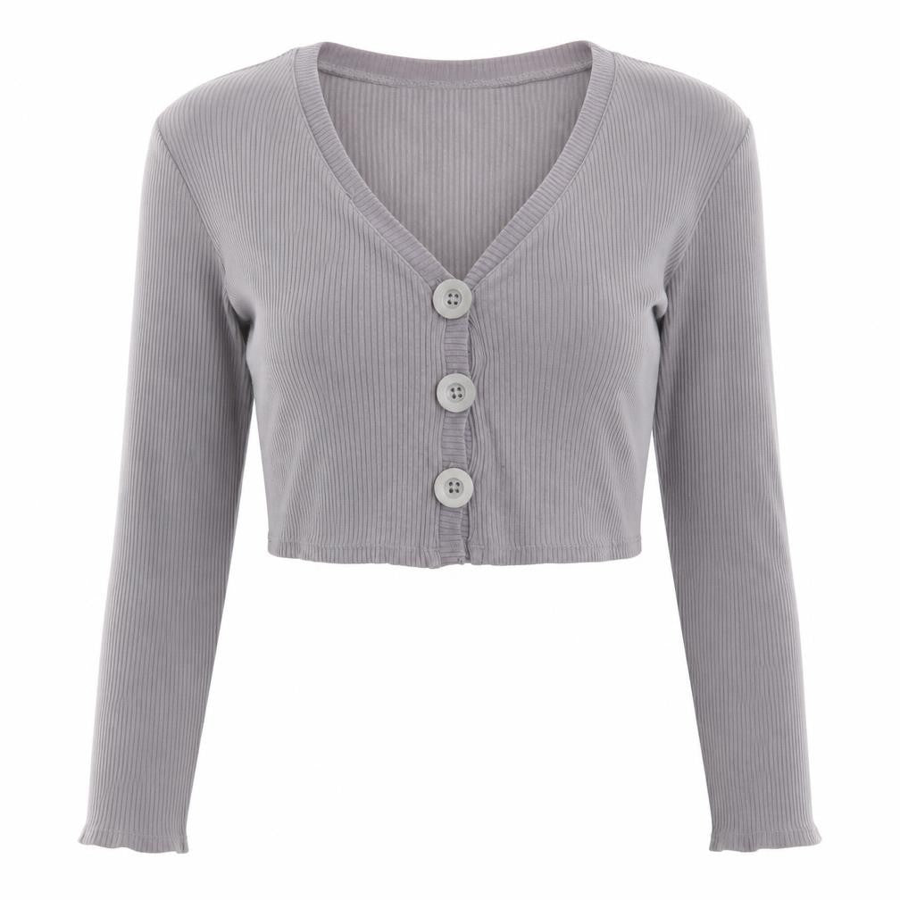 Boohoo Womens Grey V-Neck  Cotton Cardigan Jumper Size 12