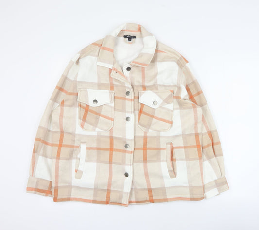 Rising Womens Orange Plaid  Jacket  Size S  Button
