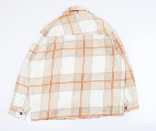 Rising Womens Orange Plaid  Jacket  Size S  Button
