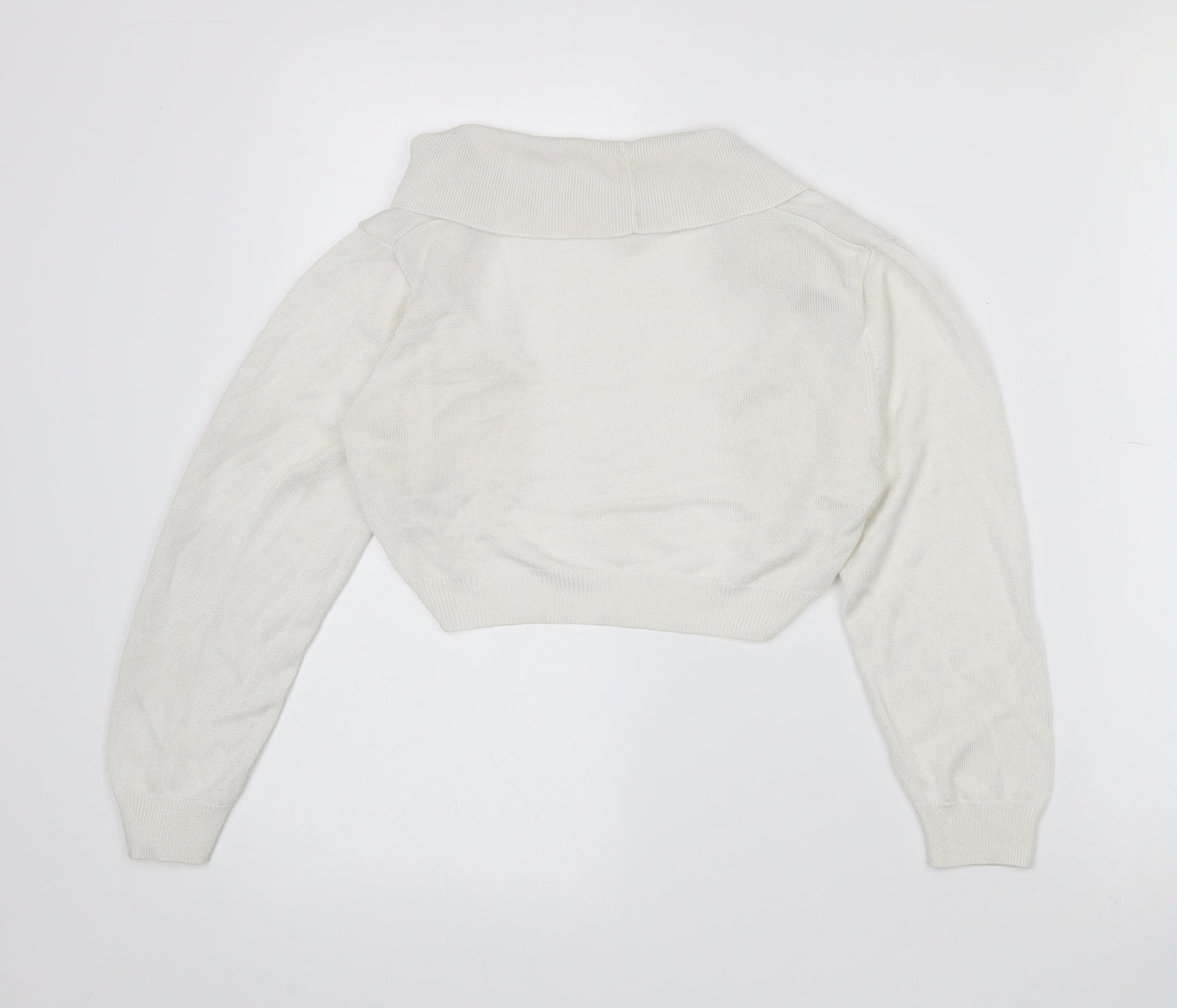 Monsoon Womens White Collared  Viscose Cape Jumper Size M