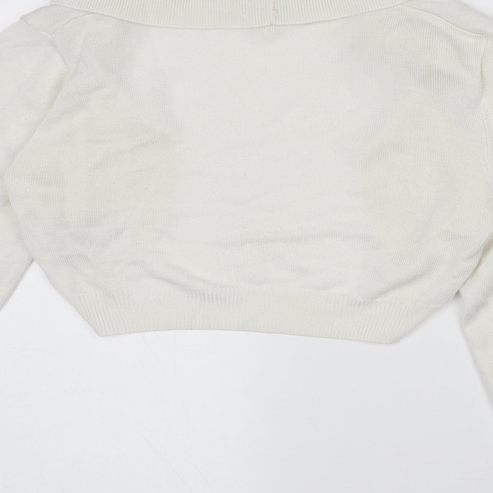 Monsoon Womens White Collared  Viscose Cape Jumper Size M