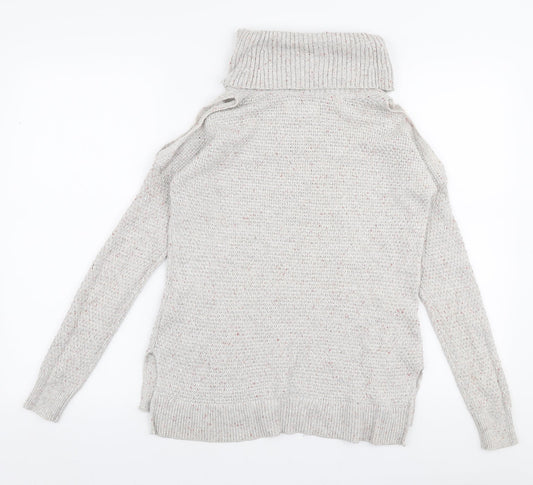 Hollister Womens Beige Roll Neck  Cotton Pullover Jumper Size XS   - Cold shoulder