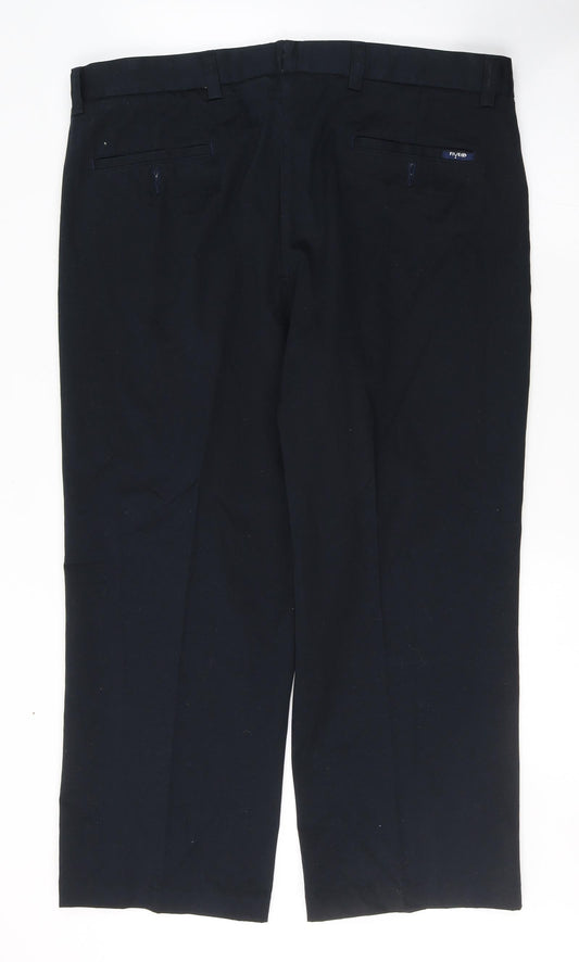 Debenhams Mens Blue  Cotton Trousers  Size 38 in L26 in Regular Button
