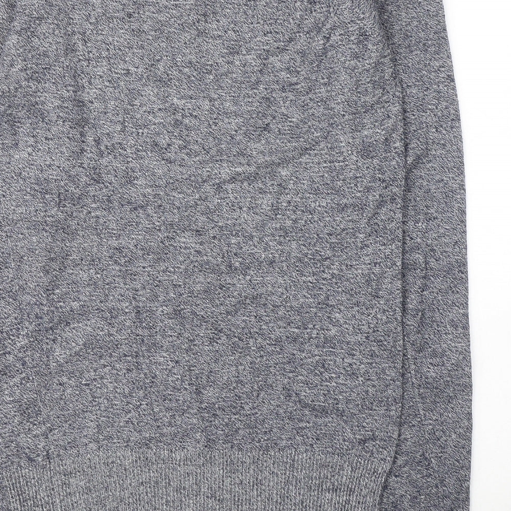 Poof Womens Blue Boat Neck  Acrylic Pullover Jumper Size S