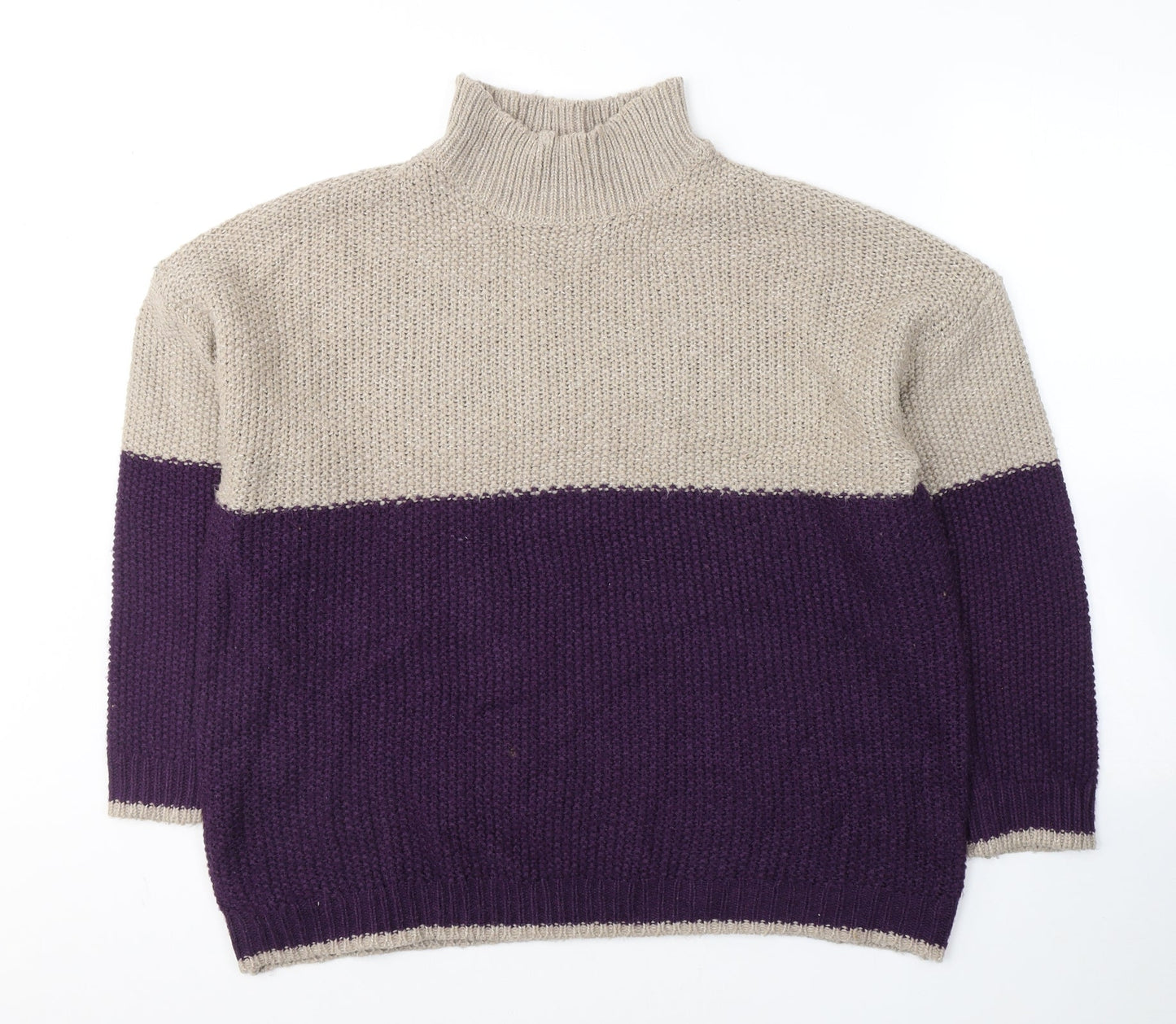 Pep&Co Womens Purple High Neck  Acrylic Pullover Jumper Size XL