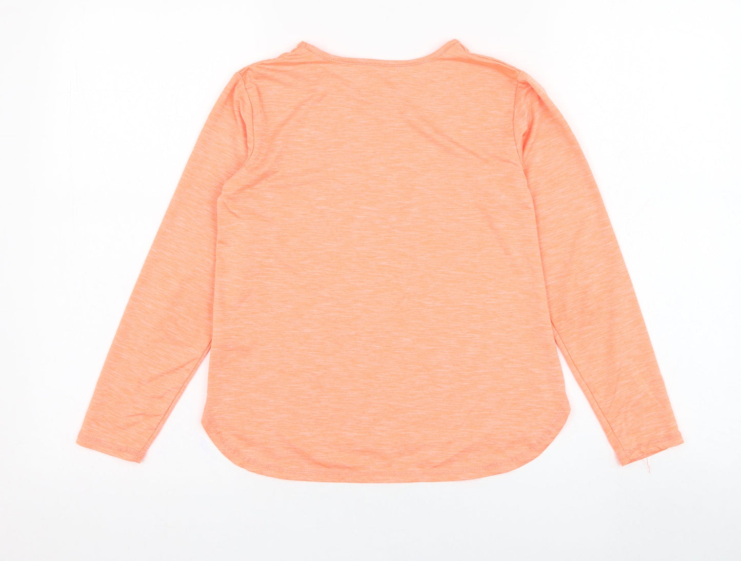 Dunnes Stores Girls Orange  Polyester Basic T-Shirt Size 8-9 Years Round Neck Pullover