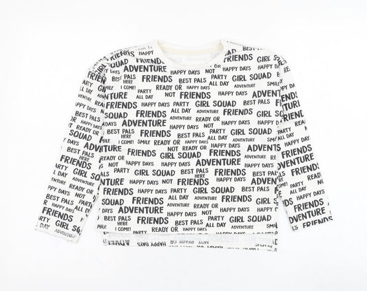 Dunnes Stores Girls White  Cotton Pullover Sweatshirt Size 10 Years  Pullover - Slogan
