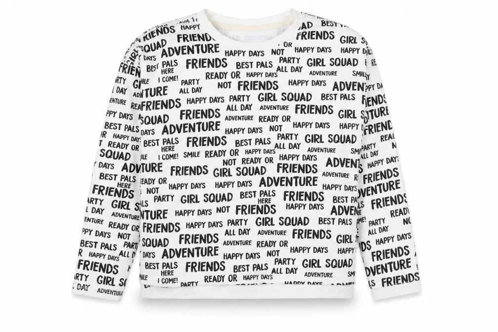 Dunnes Girls White  Cotton Pullover Sweatshirt Size 10 Years  Pullover - Slogan