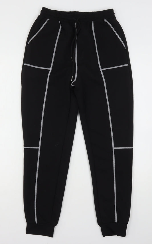 Shien  Womens Black  Polyester Sweatpants Trousers Size S L28 in Regular Drawstring