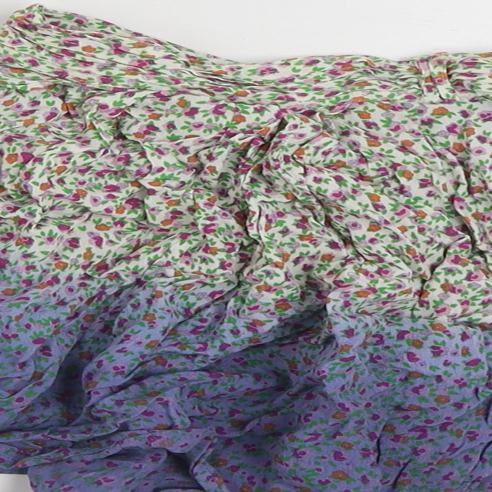 Topshop Womens Multicoloured Floral Viscose Mini Skirt Size 8   Button