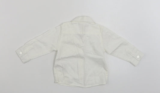 name it Girls White  100% Cotton Basic Button-Up Size 3-6 Months Collared Button - Size 4-6 Months