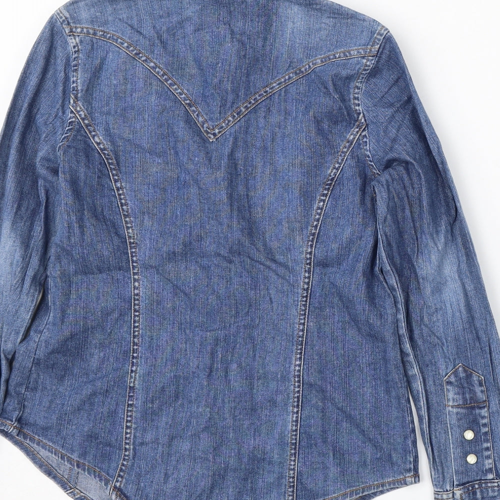 Gap Womens Blue  Cotton Basic Button-Up Size 2XS Collared