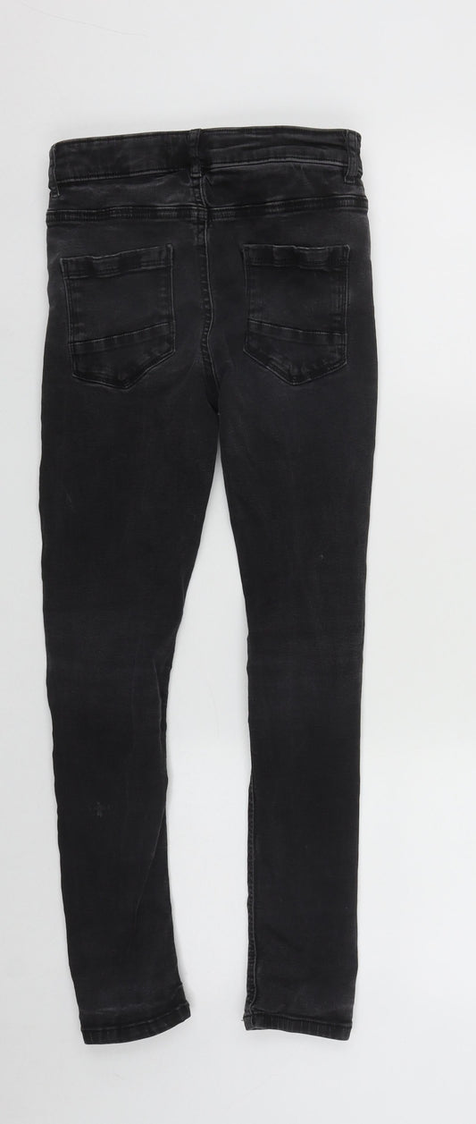 NEXT Girls Black  Cotton Skinny Jeans Size 9 Months L25 in Regular Zip
