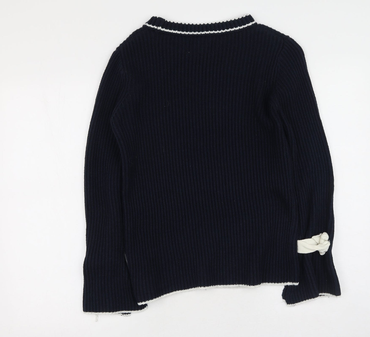 Papaya Womens Blue Round Neck  Acrylic Pullover Jumper Size S