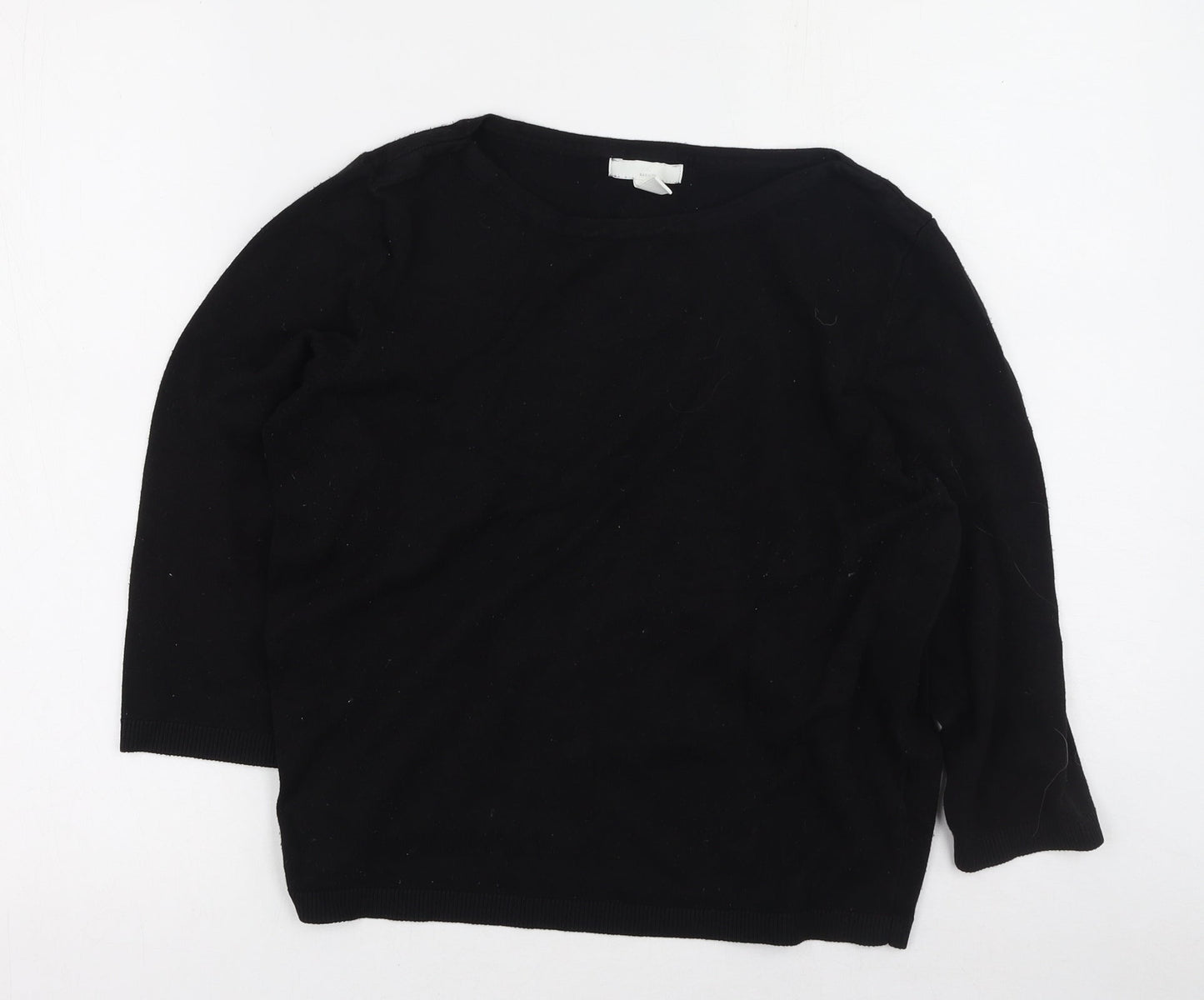 H&M Womens Black Round Neck  Viscose Pullover Jumper Size M