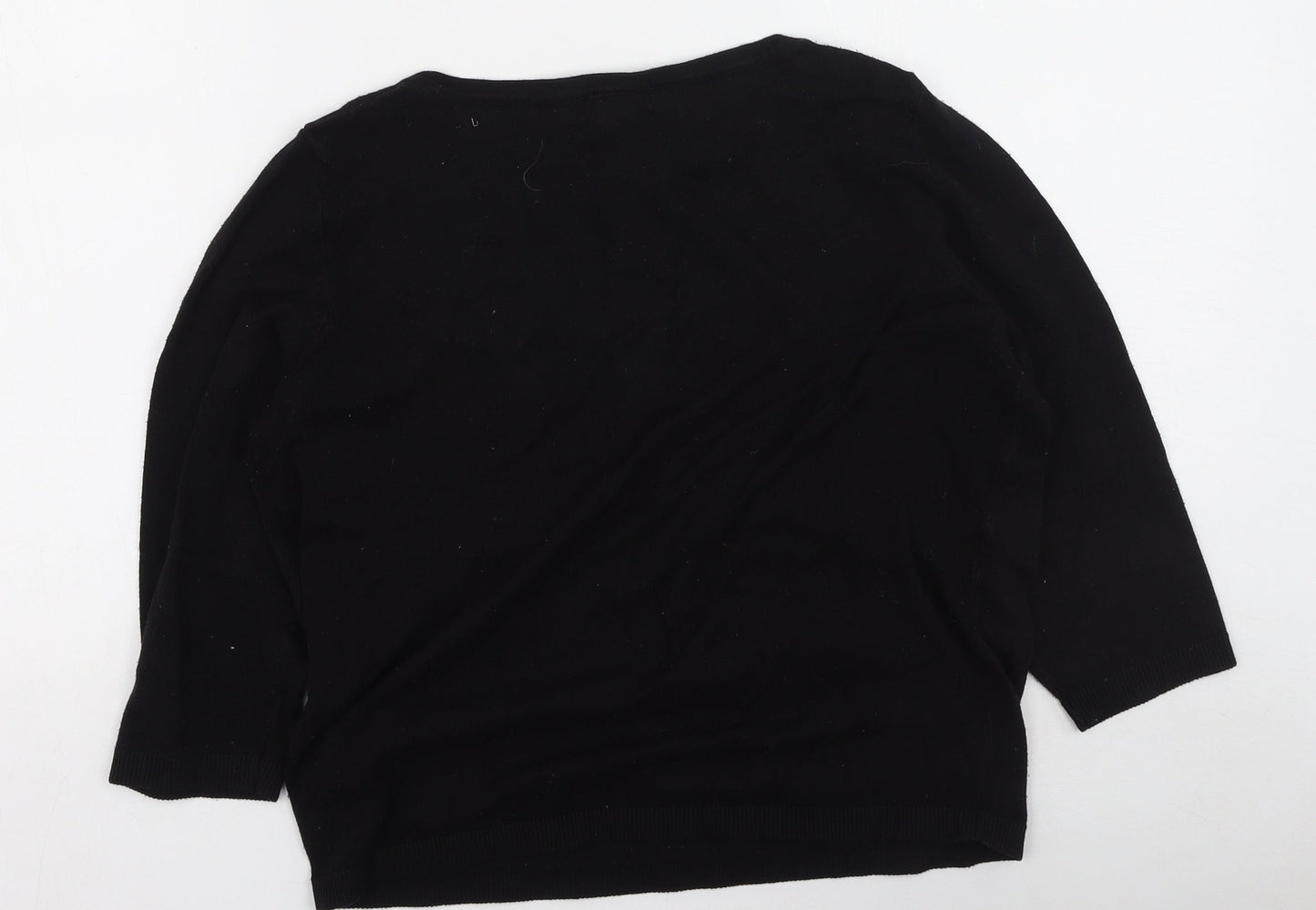 H&M Womens Black Round Neck  Viscose Pullover Jumper Size M