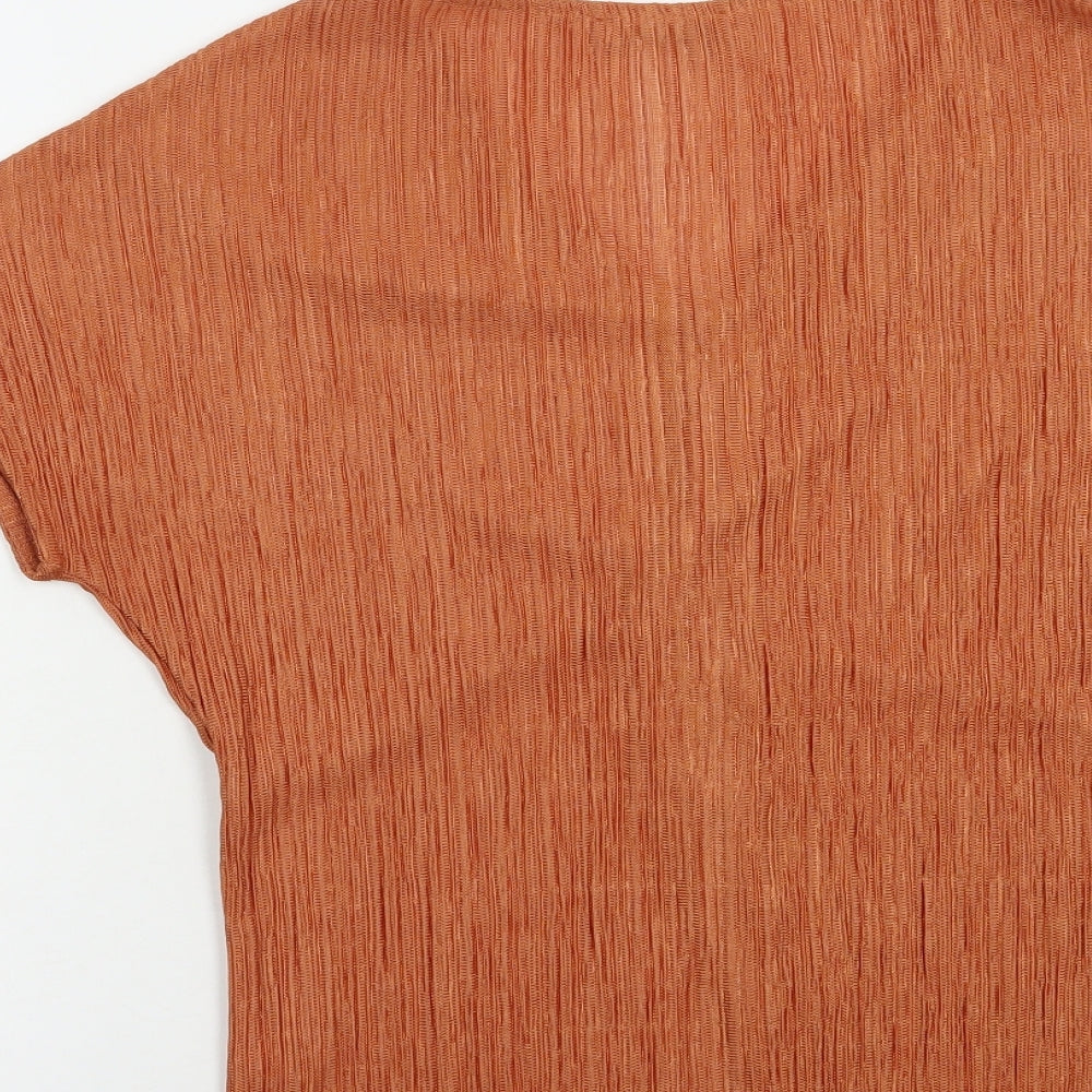 Gallery Womens Orange  Polyester Basic Blouse Size XS V-Neck