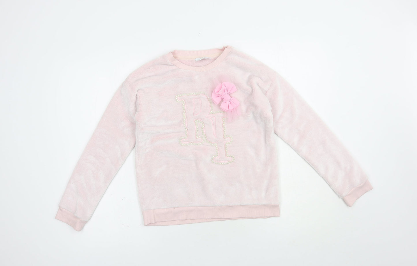 River Island Girls Pink  Polyester Pullover Sweatshirt Size 11-12 Years  Pullover