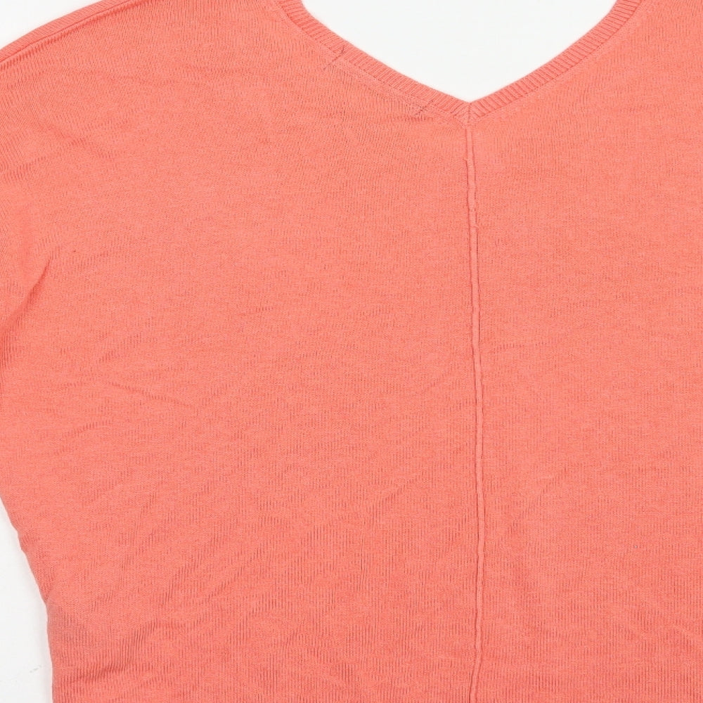 Marks and Spencer Womens Pink V-Neck  Viscose Pullover Jumper Size 14
