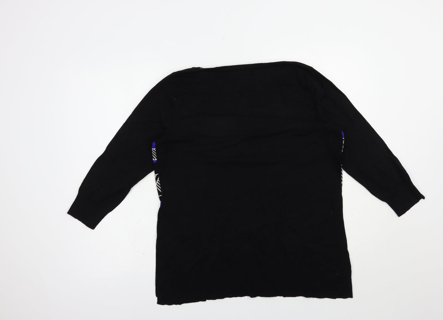 Principles Womens Black Boat Neck Geometric Viscose Pullover Jumper Size 14