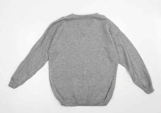 Premier Man Mens Grey V-Neck  Acrylic Pullover Jumper Size M