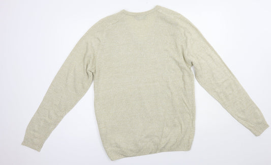 Premier Man Mens Beige V-Neck  Acrylic Pullover Jumper Size M
