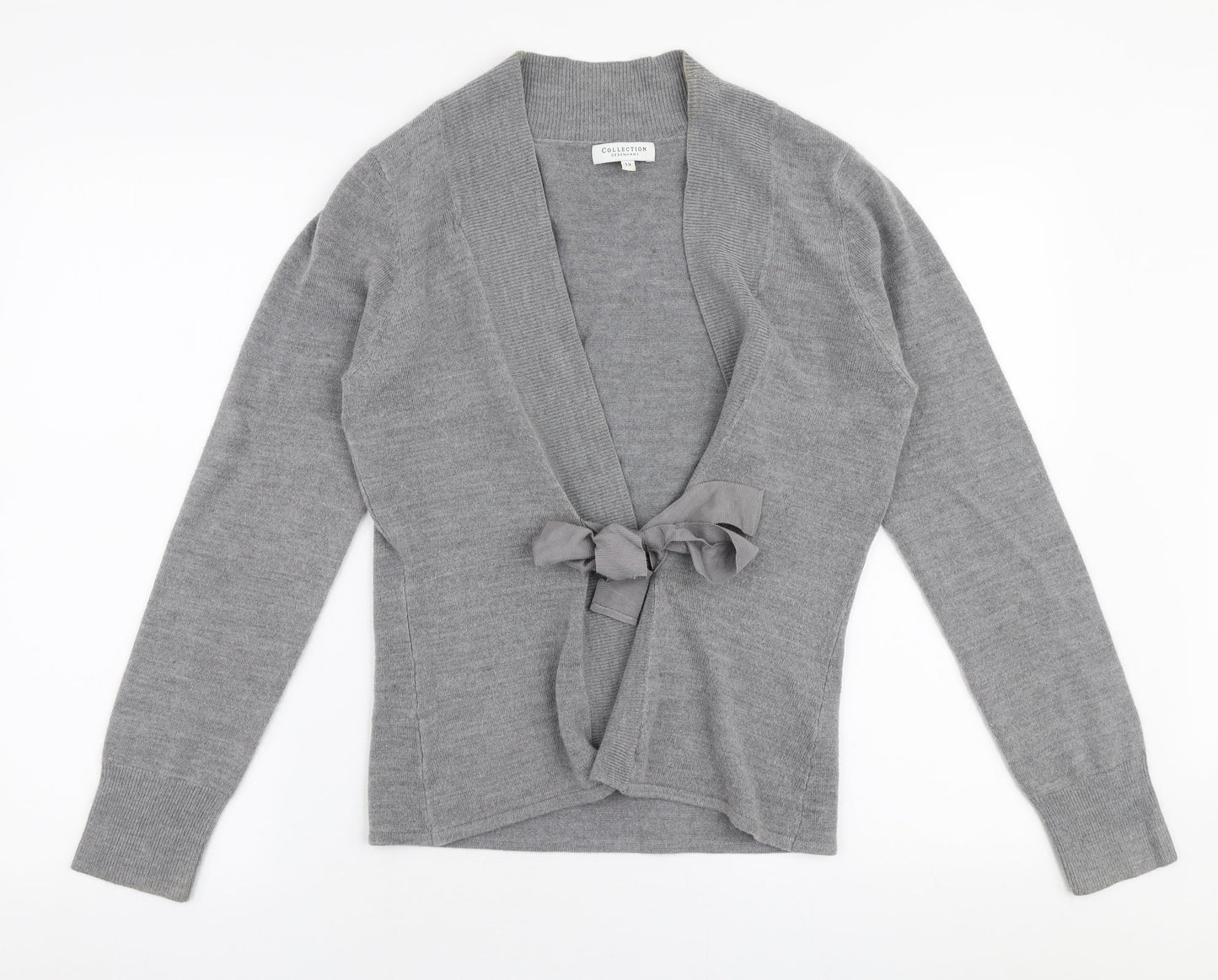 Debenhams Womens Grey Boat Neck  Acrylic Cardigan Jumper Size 12
