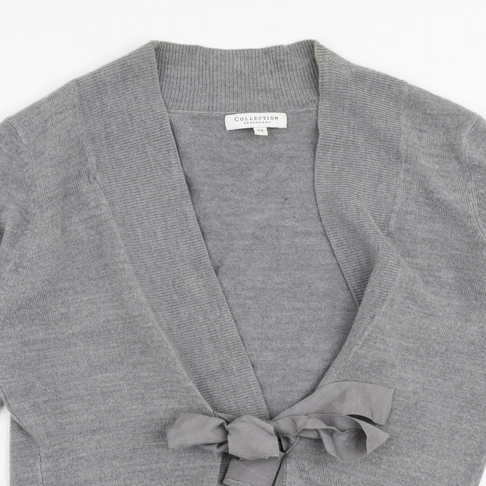 Debenhams Womens Grey Boat Neck  Acrylic Cardigan Jumper Size 12