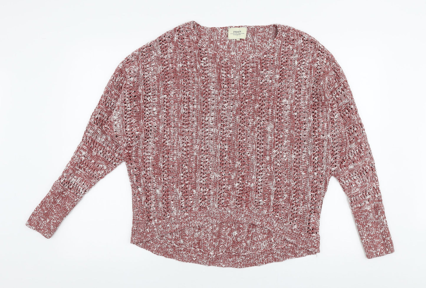 Papaya Womens Red Round Neck  Cotton Pullover Jumper Size 14