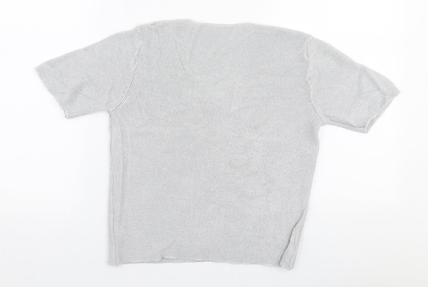 Marks and Spencer Womens Grey  Viscose Basic T-Shirt Size 10 V-Neck