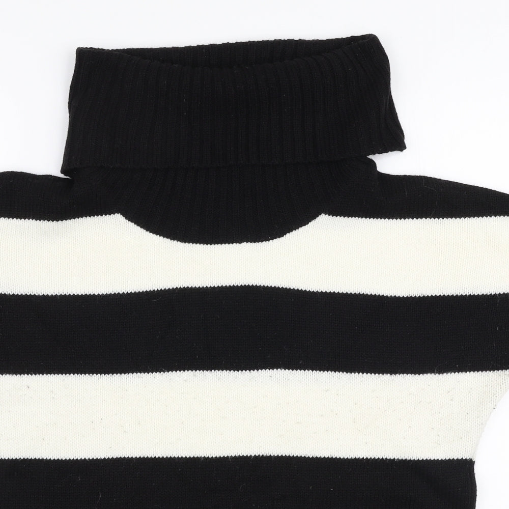 ESMARA Womens Multicoloured Roll Neck Striped Polyacrylate Fibre Pullover Jumper Size M