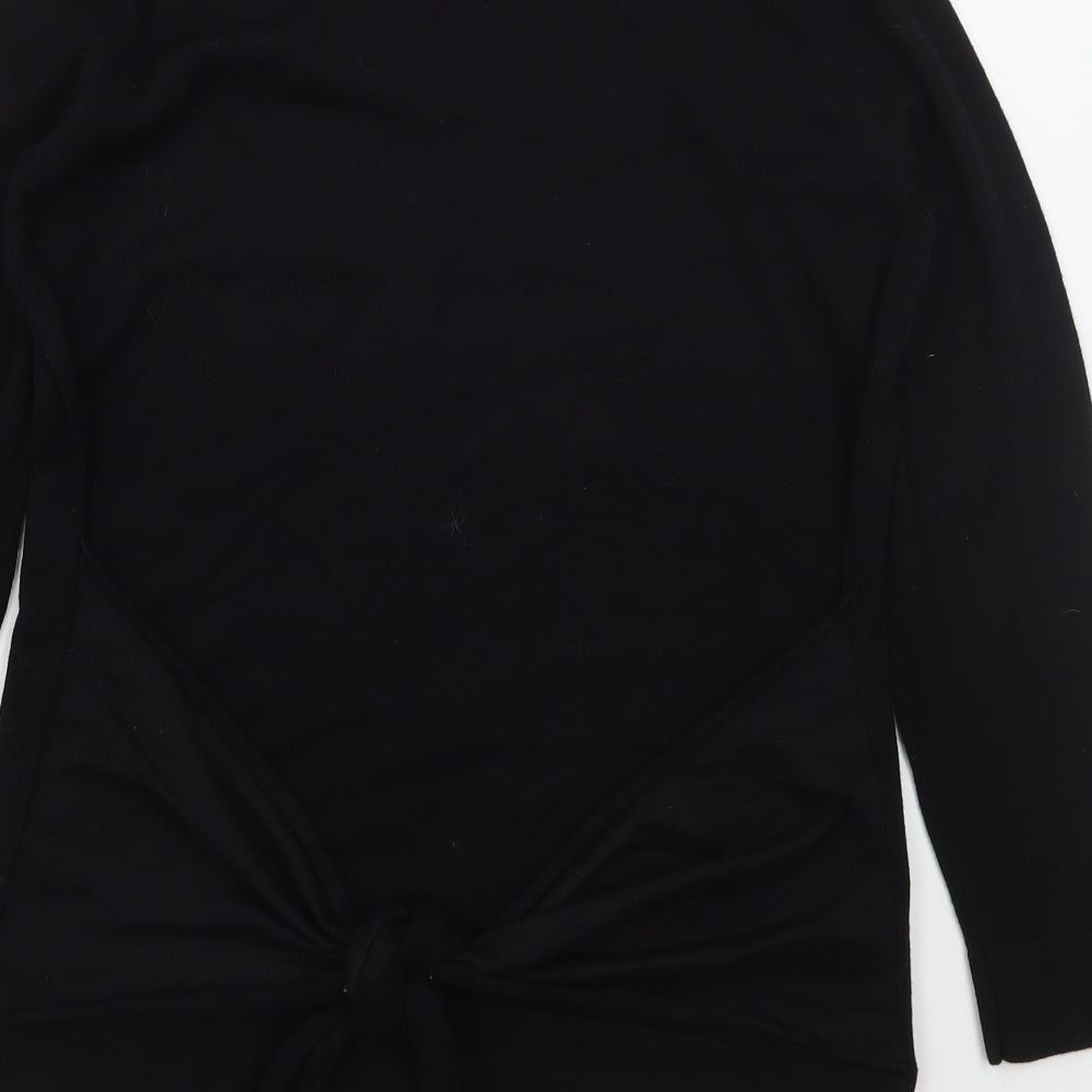 Papaya Womens Black Mock Neck  Viscose Pullover Jumper Size 14