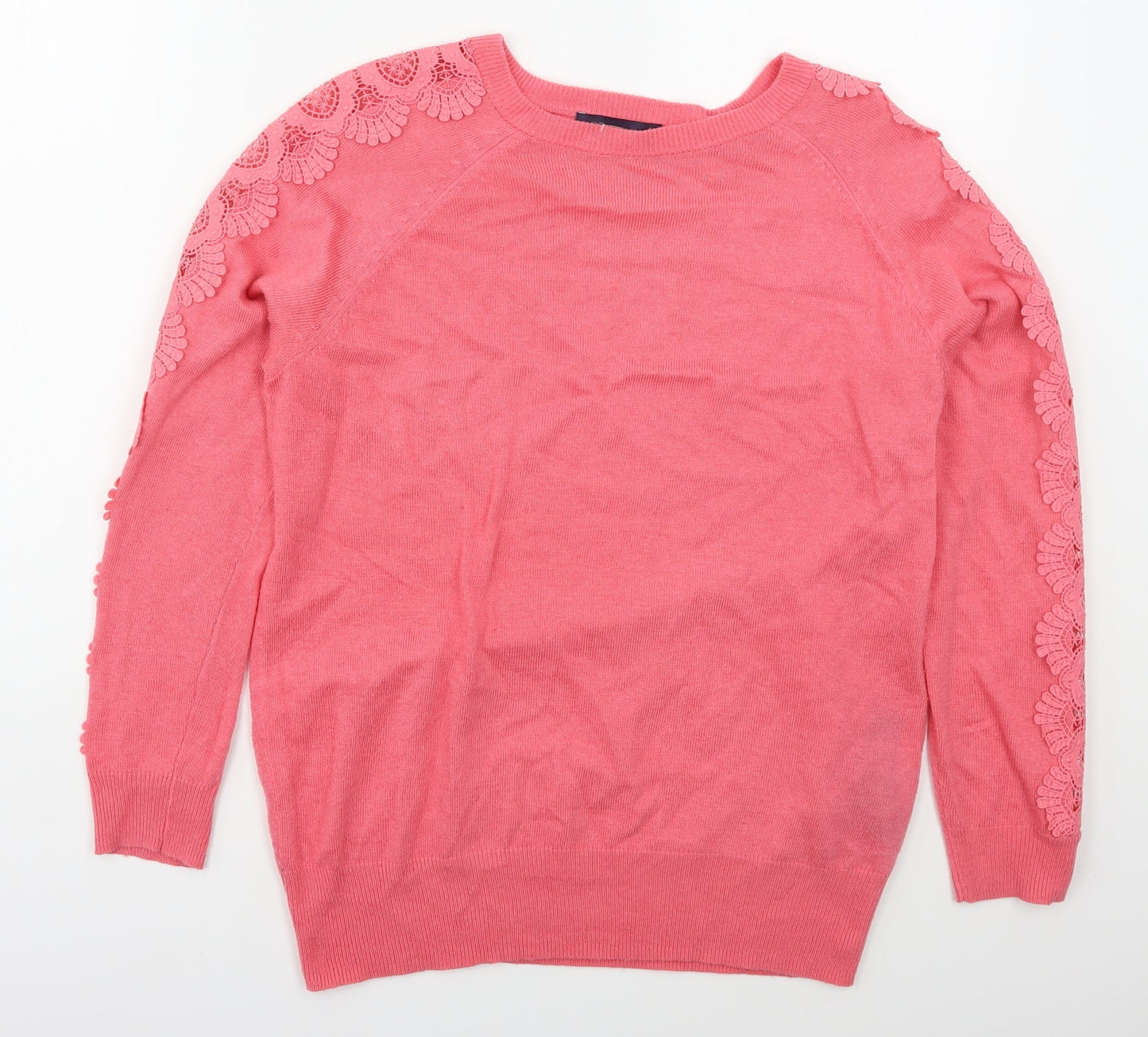 Marks and Spencer Womens Pink Crew Neck  Polyester Pullover Jumper Size 12