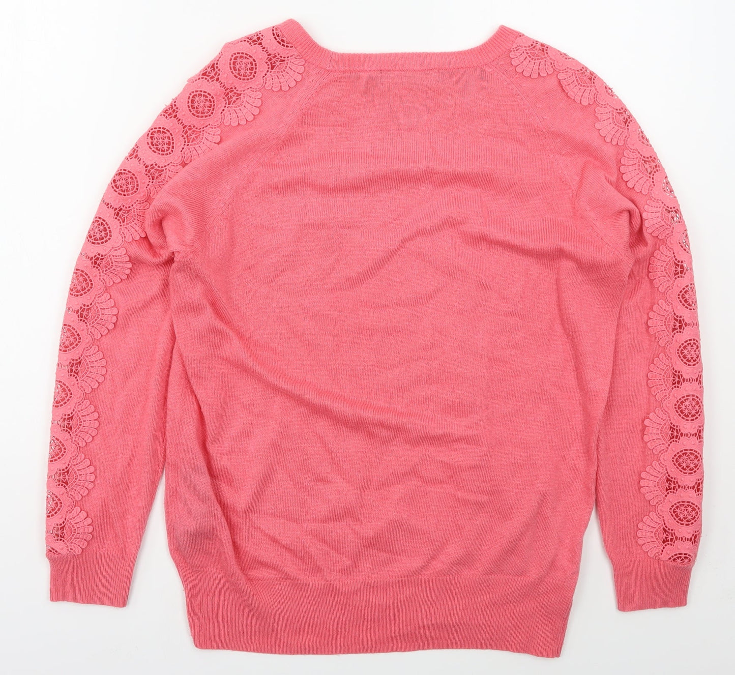 Marks and Spencer Womens Pink Crew Neck  Polyester Pullover Jumper Size 12