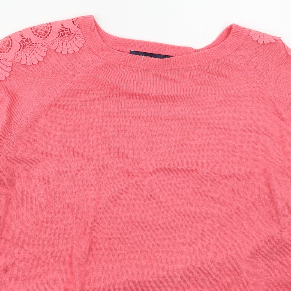 Marks and Spencer Womens Pink Crew Neck  Polyester Pullover Jumper Size 12