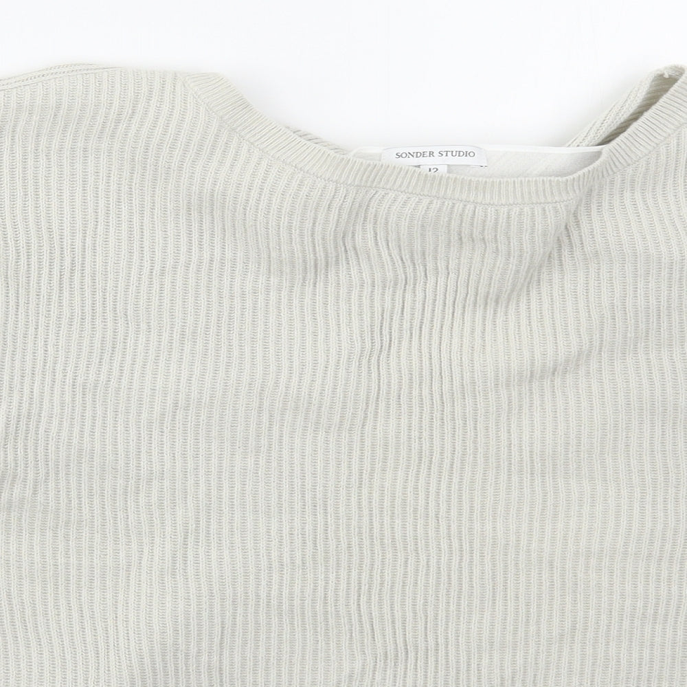 Sonder Studio Womens Grey Boat Neck  Acrylic Pullover Jumper Size 12