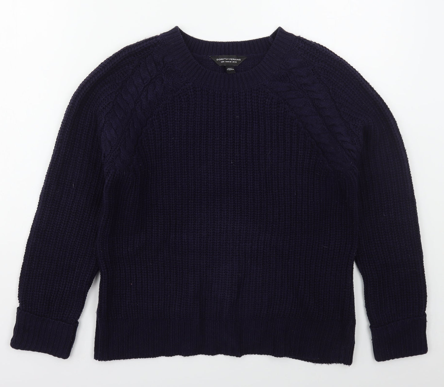 Dorothy Perkins Womens Blue Crew Neck  Acrylic Pullover Jumper Size 10