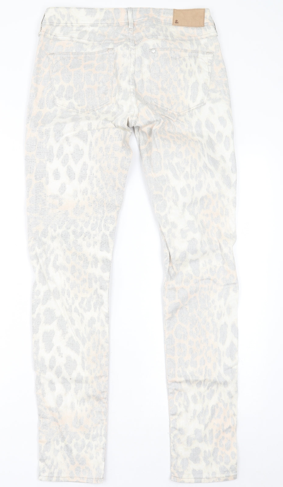H&M Womens Grey Animal Print Cotton Straight Jeans Size 30 in L32 in Regular Button