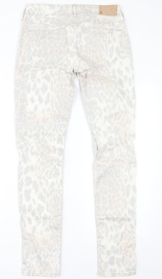 H&M Womens Grey Animal Print Cotton Straight Jeans Size 30 in L32 in Regular Button