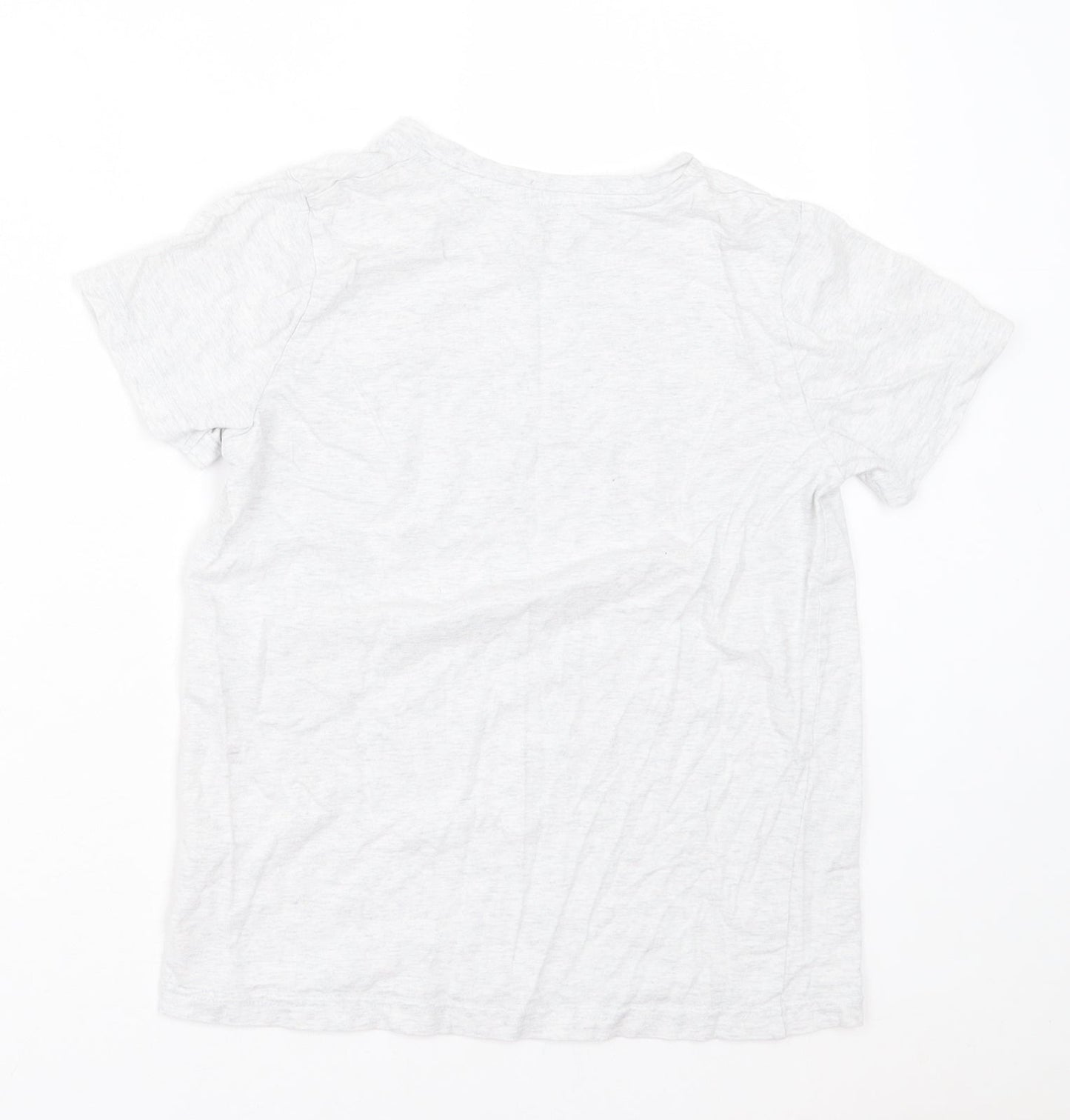 F&F Boys Grey  Cotton Basic T-Shirt Size 9-10 Years Crew Neck Pullover