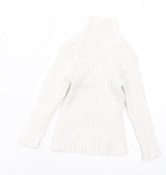 Nutmeg Girls White Roll Neck  Cotton Pullover Jumper Size 2 Years  Pullover