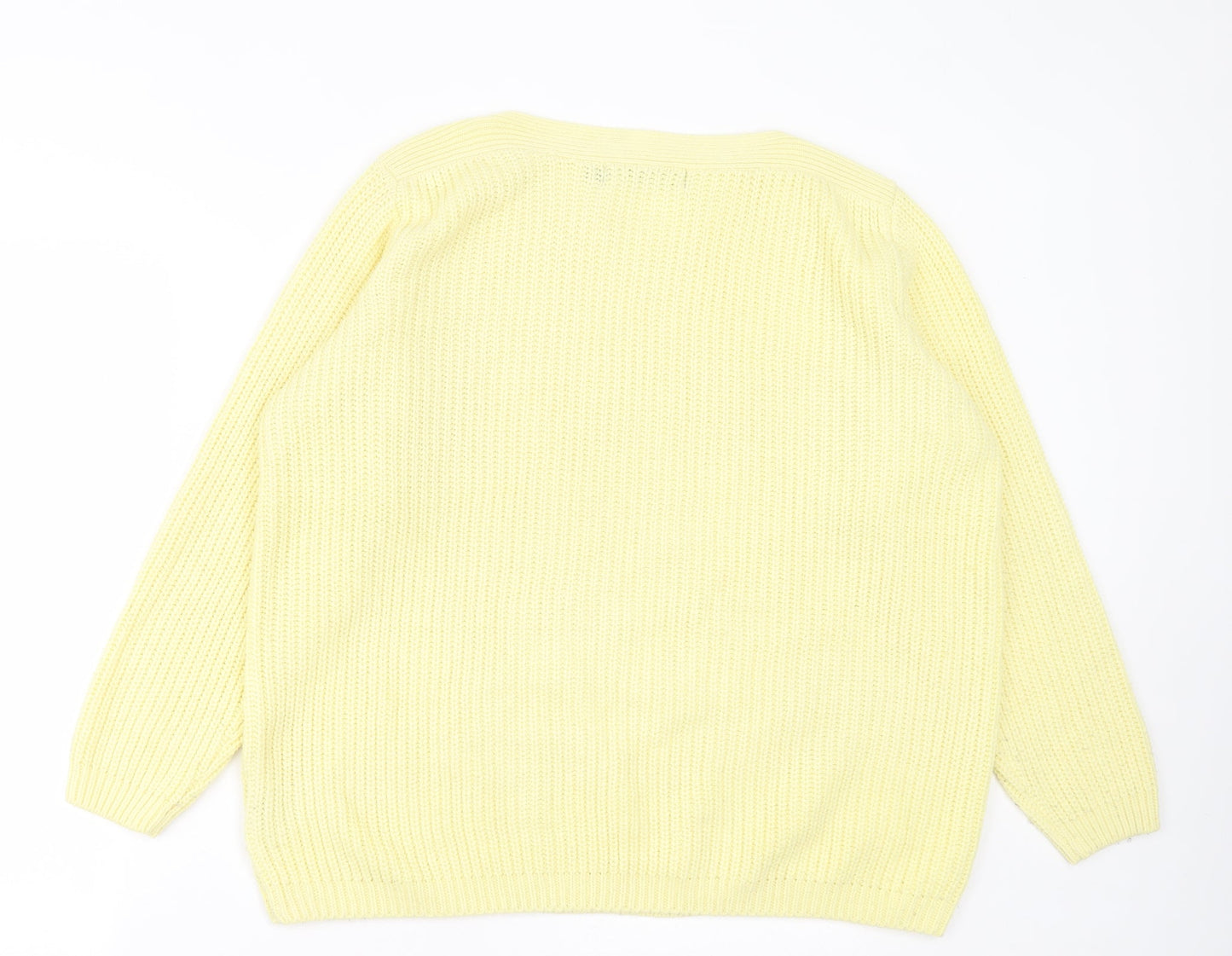 Isle Essentials Womens Yellow Crew Neck  Acrylic Pullover Jumper Size L