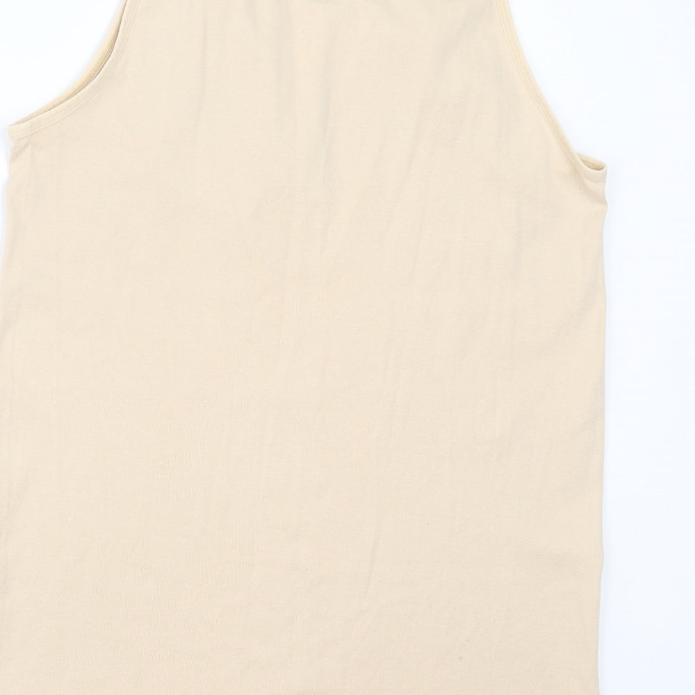 Fathi Womens Beige  Cotton Basic Tank Size 6 V-Neck