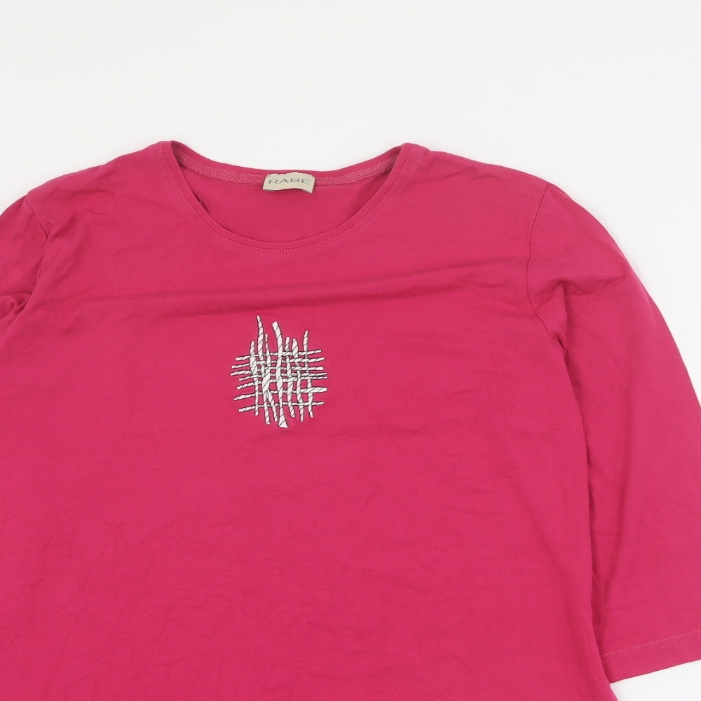 Rabie Womens Pink  Viscose Basic T-Shirt Size 14 Round Neck
