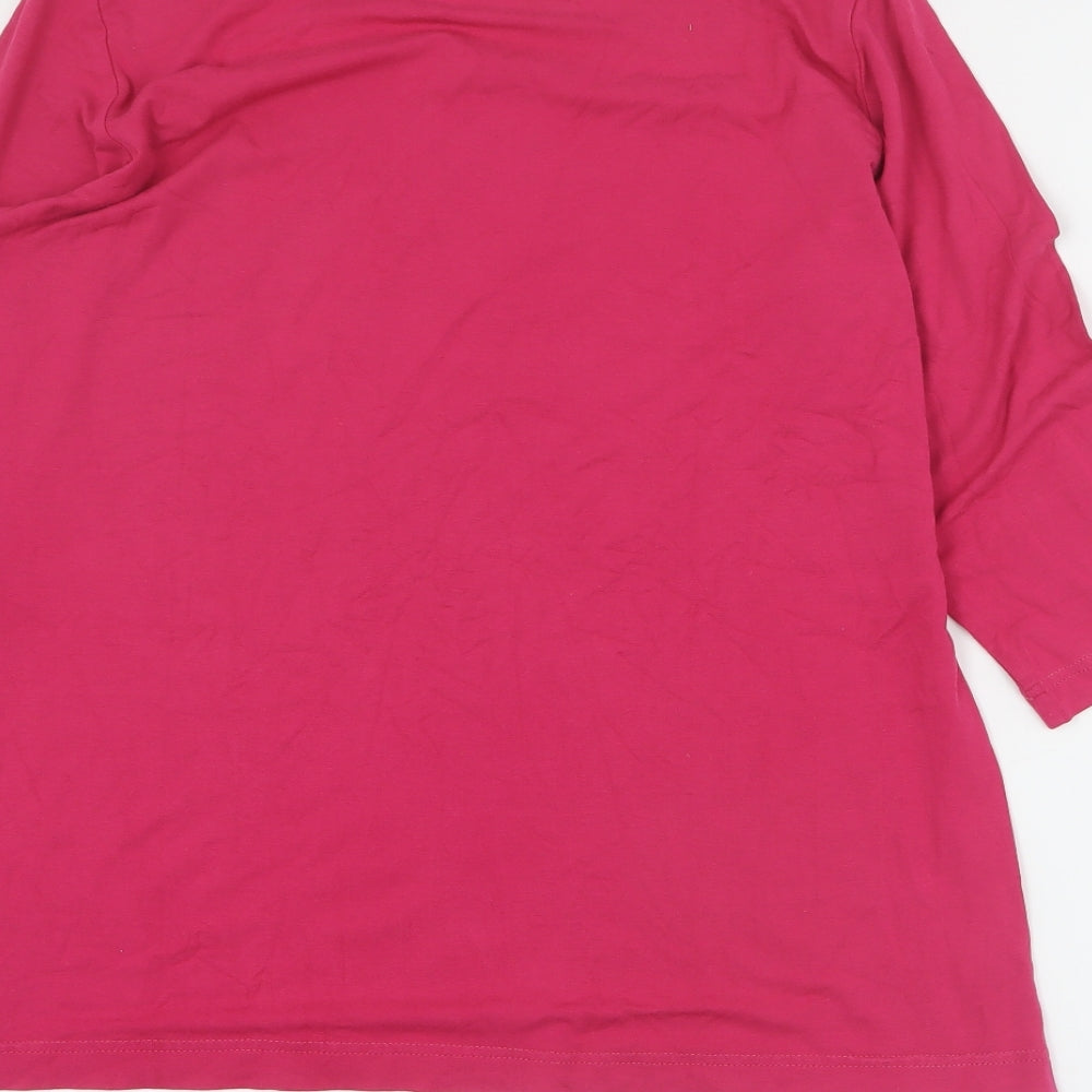 Rabie Womens Pink  Viscose Basic T-Shirt Size 14 Round Neck
