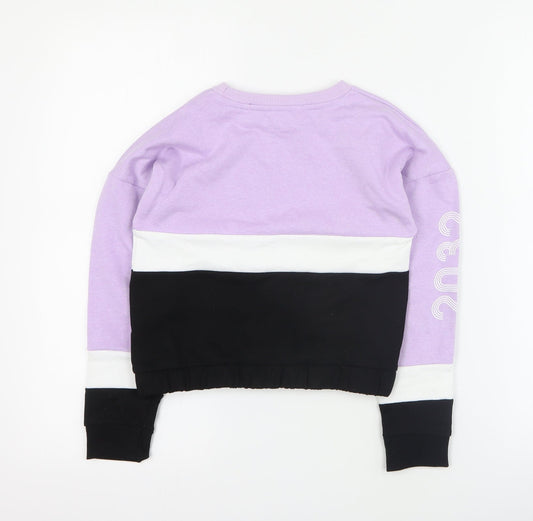 Pep & Co Girls Purple Colourblock Cotton Pullover Sweatshirt Size 7-8 Years  Pullover